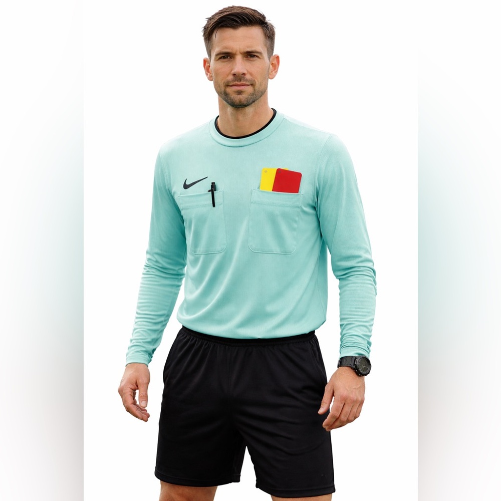 Nike Referee Shirt DriFit Soccer- Hyper Turquoise/Black Long Sleeve Size Large